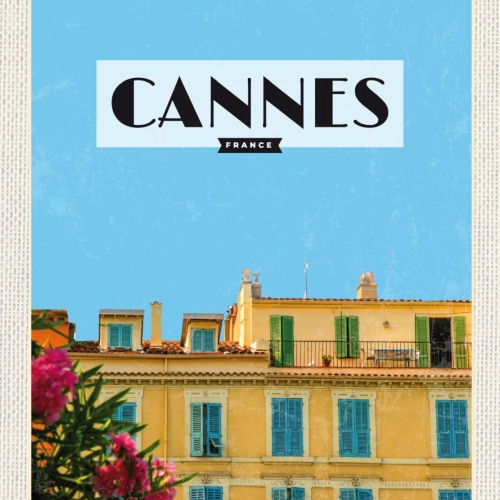 Schild Cannes France Frankreich Stadt Gebäude 12x18 20x30 30x40 Blech od. Holz