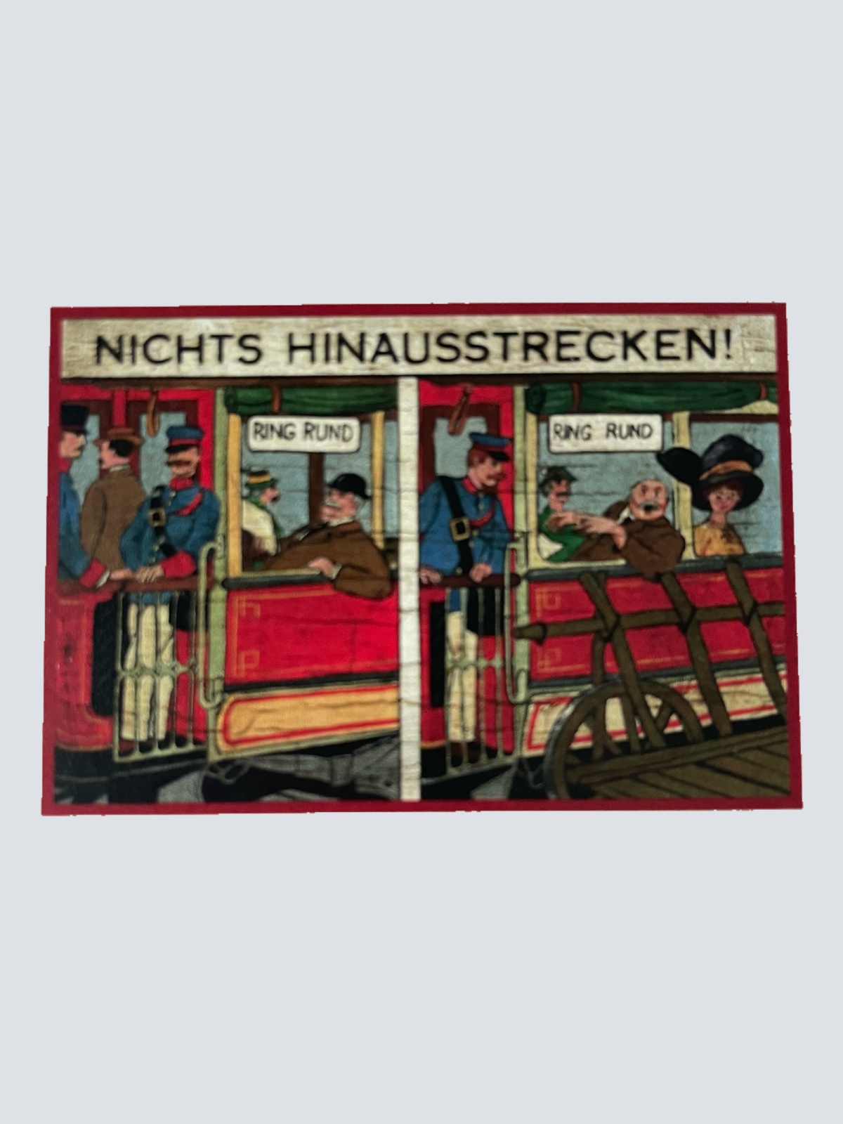 Nostalgie Holzschild Straßenbahn Nichts Hinausstrecken Tramway Bim Bahn Schild