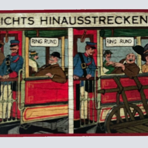 Nostalgie Holzschild Straßenbahn Nichts Hinausstrecken Tramway Bim Bahn Schild
