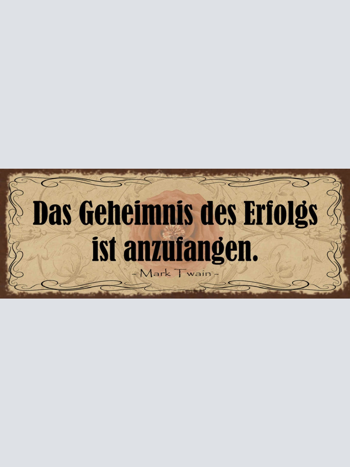 Schild Das Geheimniss Des Erfolgs Ist Anzufangen Mark Twain 27x10 Blech od.Holz