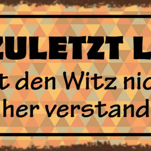 Schild Wer Zuletzt Lacht Hat Den Witz Nicht Früher Verstanden Lachen 27x10