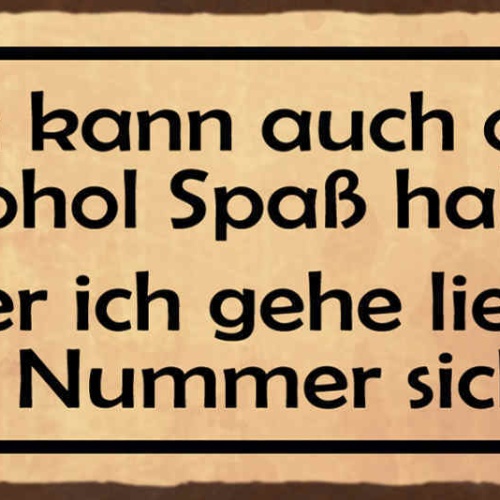 Schild Man Kann Ohne Auch Alkohol Spaß Haben Ich Gehe Lieber Auf Nummer Sicher