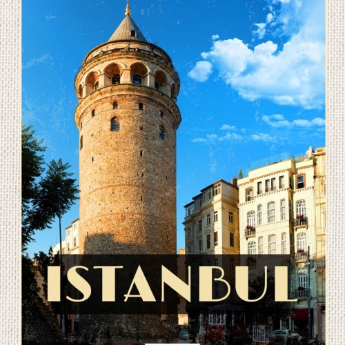 Schild Istanbul Turkey Türkei Galataturm 12x18 20x30 30x40 Blech od. Holz