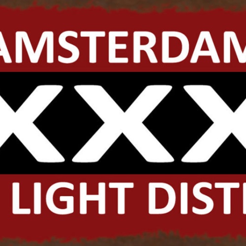 Schild Amsterdam Red Light District Hanf Cannabis Holland 27x10 Blech od.Holz