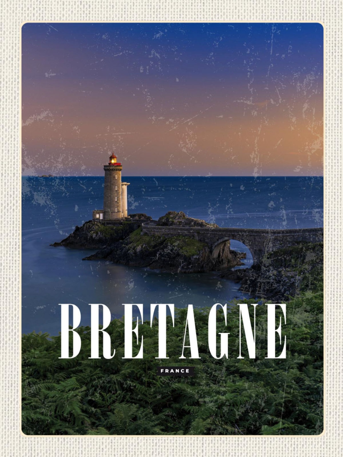 Schild Bretagne France Frankreich Leuchtturm Meer 12x18 20x30 30x40 Blech/Holz