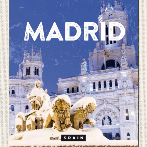 Schild Madrid Spain Spanien Stadt Plaza de Cibeles 12x18 20x30 30x40 Blech/Holz