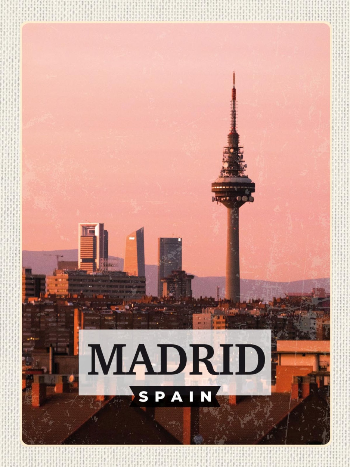 Schild Madrid Spain Spanien Stadt Torrespaña 12x18 20x30 30x40 Blech od. Holz