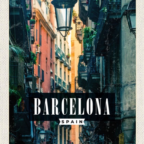 Schild Barcelona Spain Spanien Stadt Gasse 12x18 20x30 30x40 Blech/Holz
