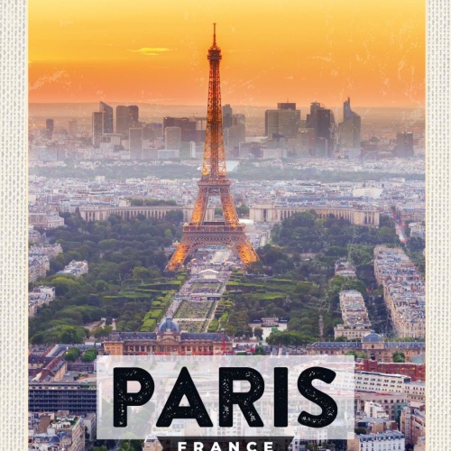 Schild Paris France Frankreich Eiffelturm Stadt 12x18 20x30 30x40 Blech od. Holz