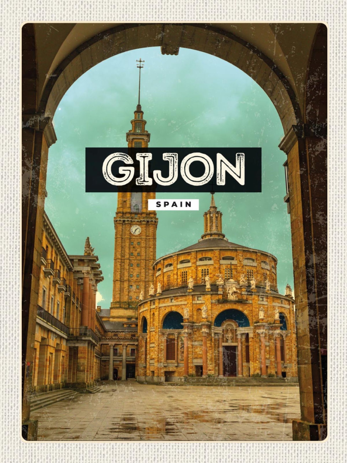 Schild Gijon Spain Spanien Stadt Universität 12x18 20x30 30x40 Blech od. Holz