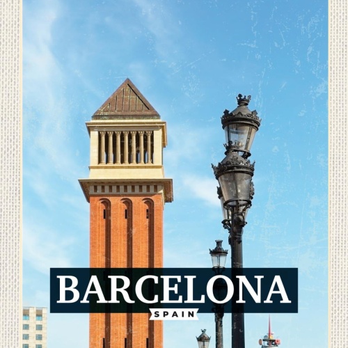Schild Barcelona Spain Spanien Torres Venecianes 12x18 20x30 30x40 Blech/Holz