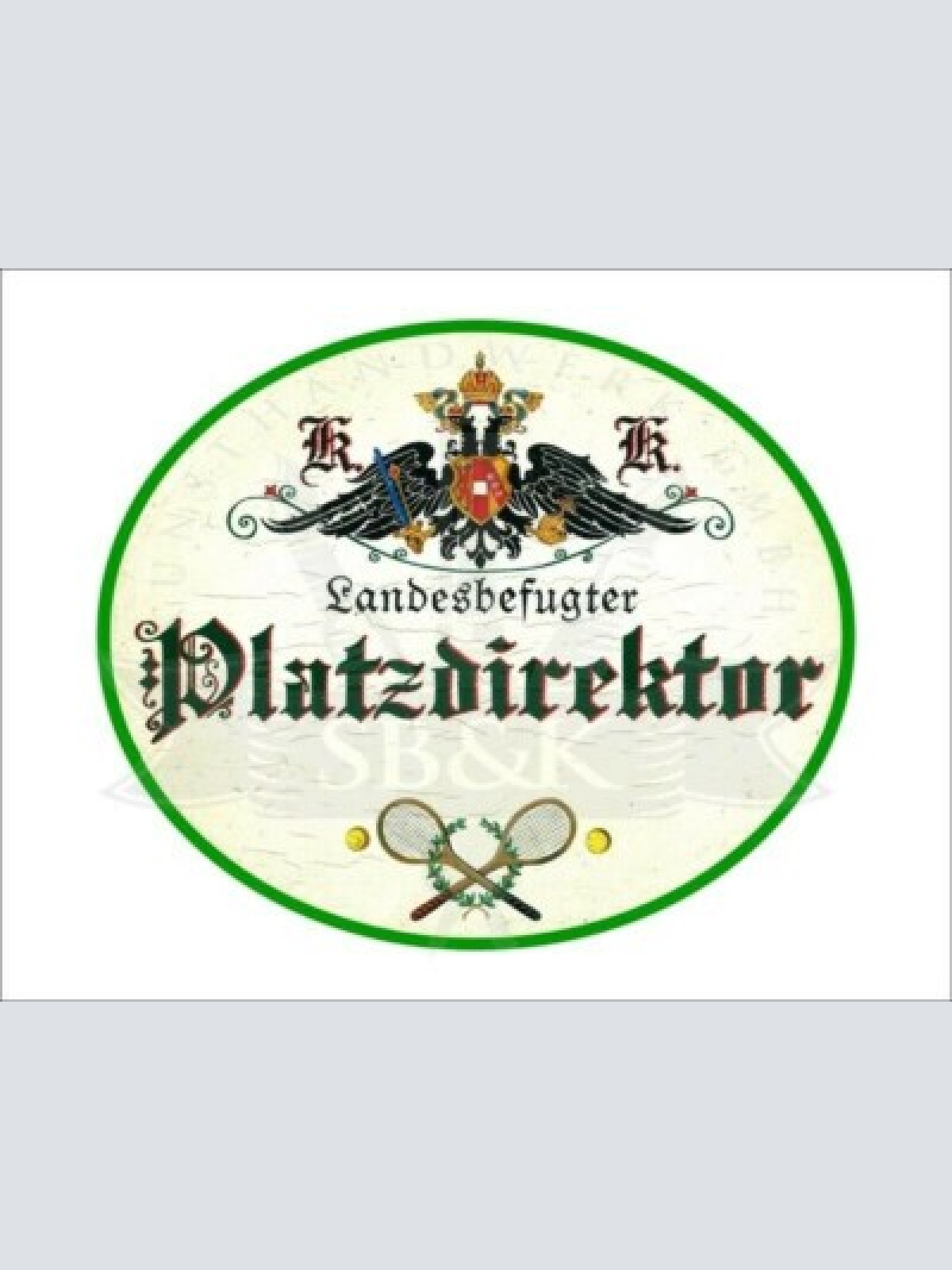Kuk nostalgie holzschild - landesbefugter platzdirektor - tennisschläger ball th