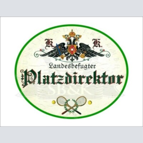 Kuk nostalgie holzschild - landesbefugter platzdirektor - tennisschläger ball th