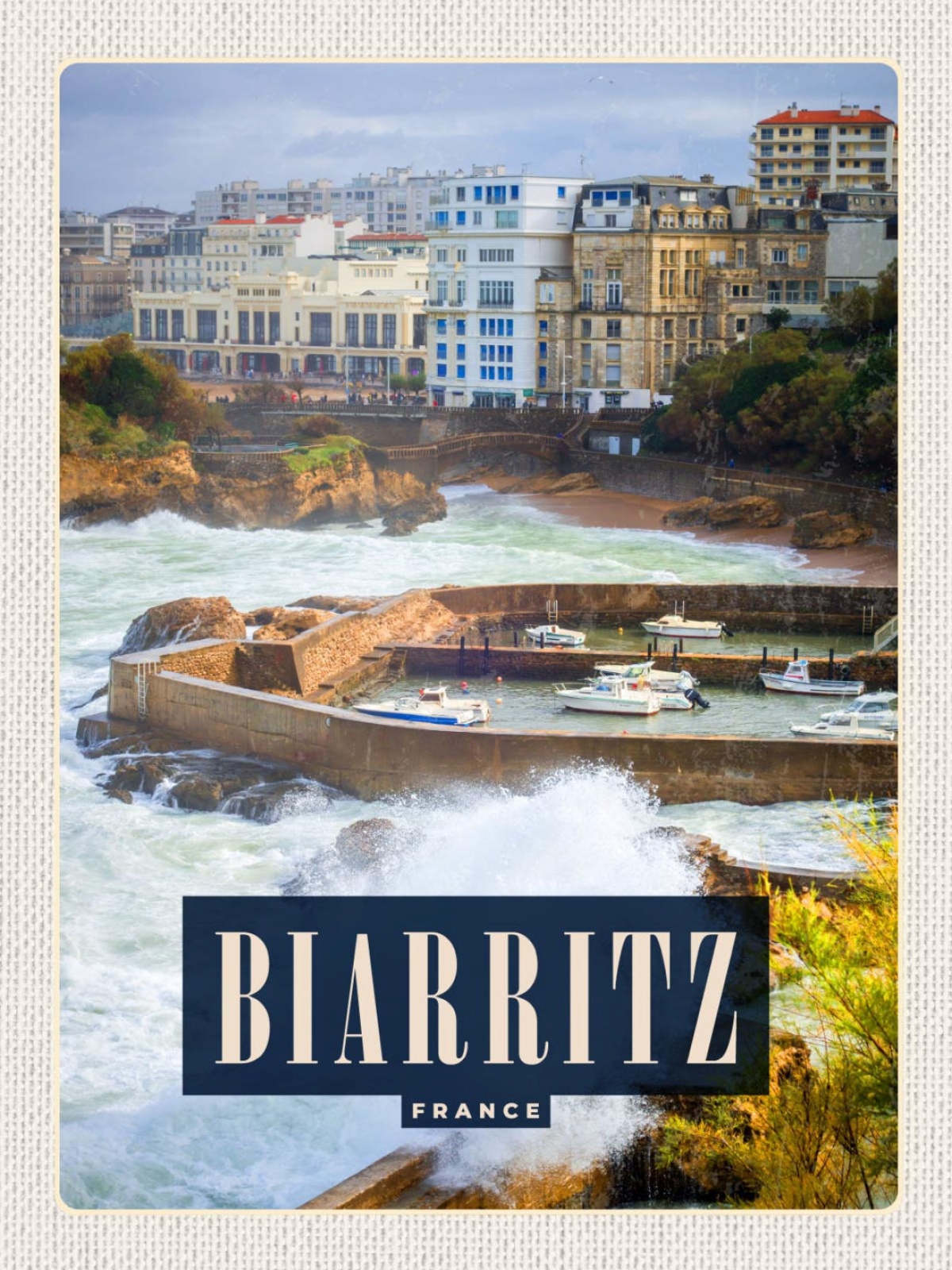 Schild Biarritz France Frankreich Stadt Küste 12x18 20x30 30x40 Blech od. Holz