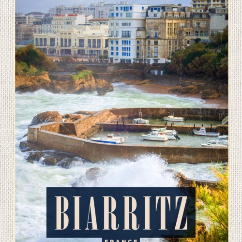 Schild Biarritz France Frankreich Stadt Küste 12x18 20x30 30x40 Blech od. Holz