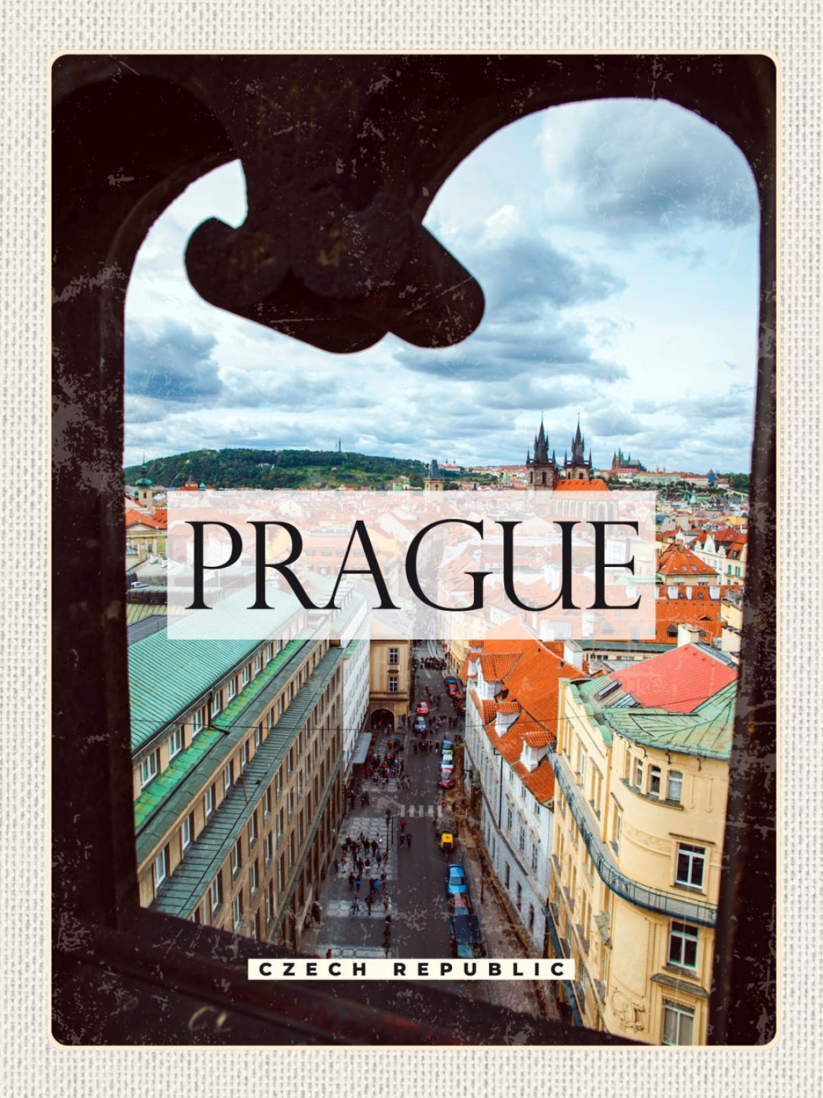 Schild Prague Czech Rep Prag Tschechien Stadt Blick 12x18 20x30 30x40 Blech/Holz