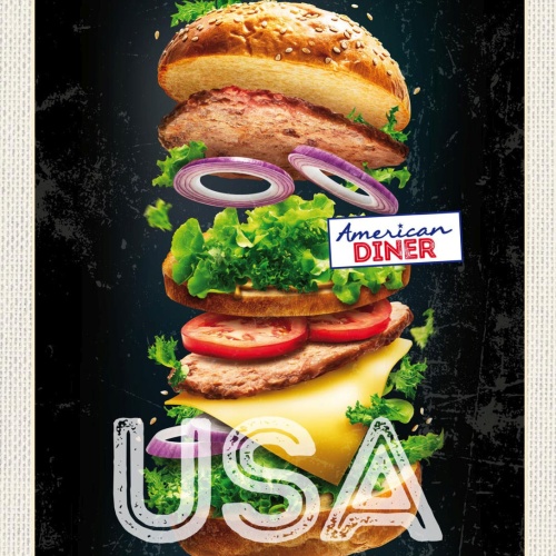 Schild USA American Diner Burger Fast Food Amerika 12x18 20x30 30x40 Blech/Holz
