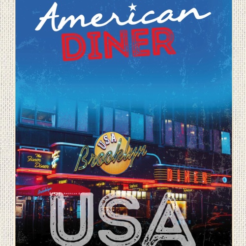 Schild USA American Finer Diner Brooklyn Amerika 12x18 20x30 30x40 Blech/Holz