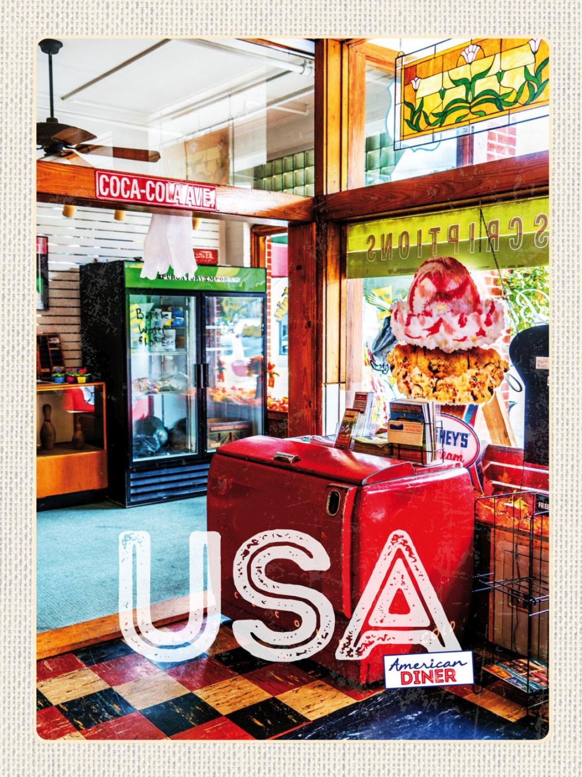 Schild USA American Diner Restaurant Innen Amerika 12x18 20x30 30x40 Blech/Holz