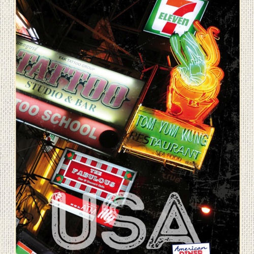 Schild USA Geschäfte Leuchtschilder Werbung Amerika 12x18 20x30 30x40 Blech/Holz