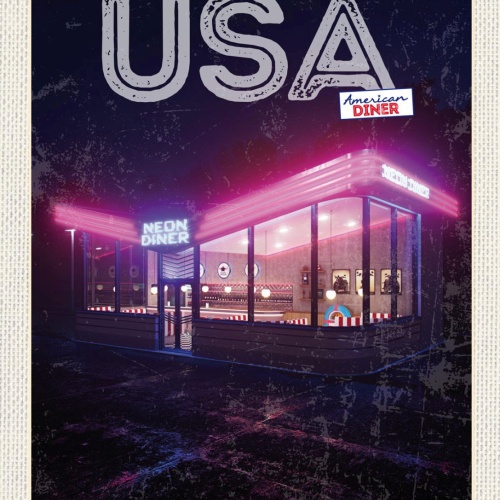 Schild USA American Neon Diner Restaurant Amerika 12x18 20x30 30x40 Blech/Holz