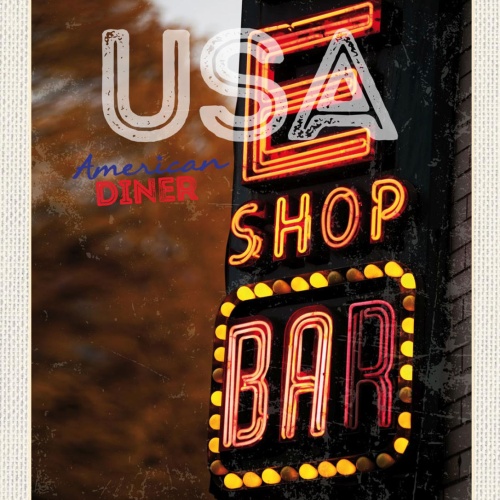 Schild USA American Diner Shop Bar Geschäft Amerika 12x18 20x30 30x40 Blech/Holz