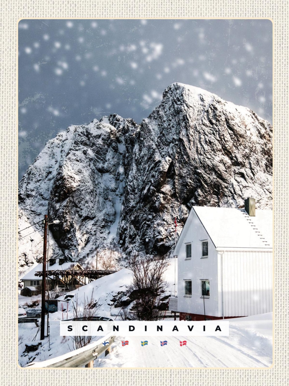 Schild Scandinavia Skandinavien Schnee Landschaft 12x18 20x30 30x40 Blech/Holz