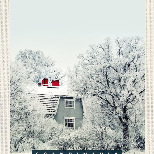 Schild Scandinavia Skandinavien Schnee Haus FL 12x18 20x30 30x40 Blech/Holz