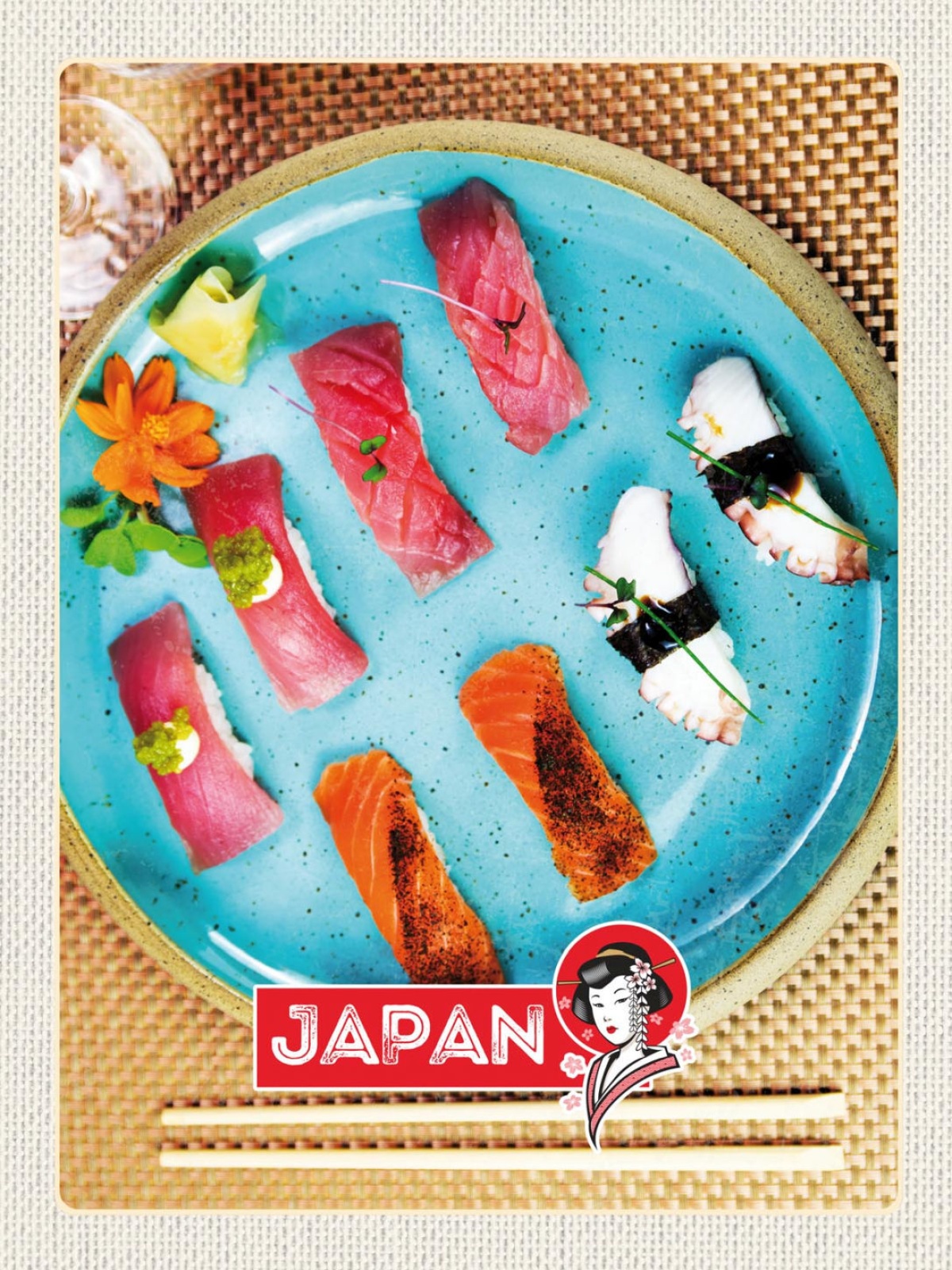 Schild Japan Sushi Fisch Gerichte Essen Spezialität 12x18 20x30 30x40 Blech/Holz