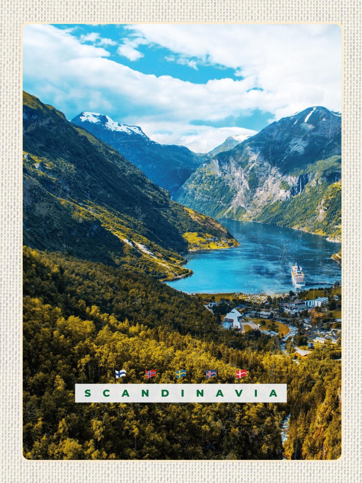 Schild Scandinavia Skandinavien Geirangerfjord NOR 12x18 20x30 30x40 Blech/Holz