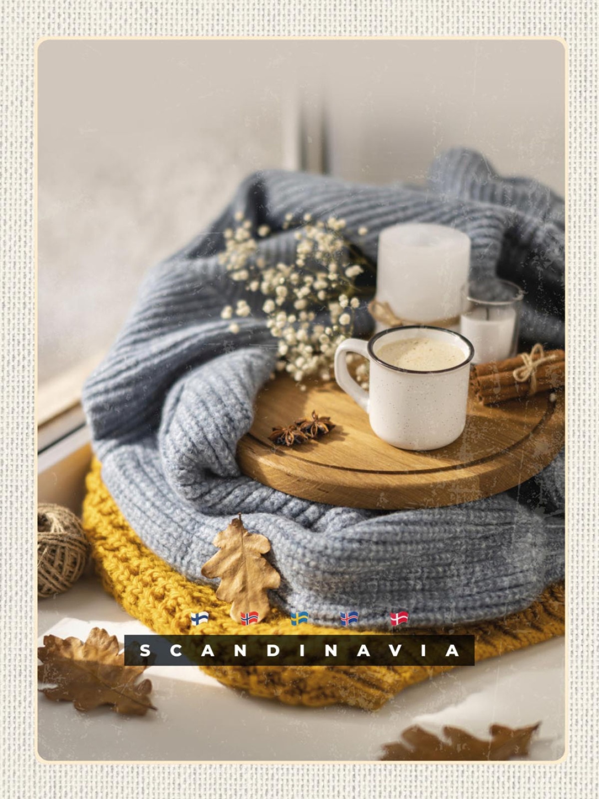 Schild Scandinavia Skandinavien Tasse Dekoration 12x18 20x30 30x40 Blech/Holz