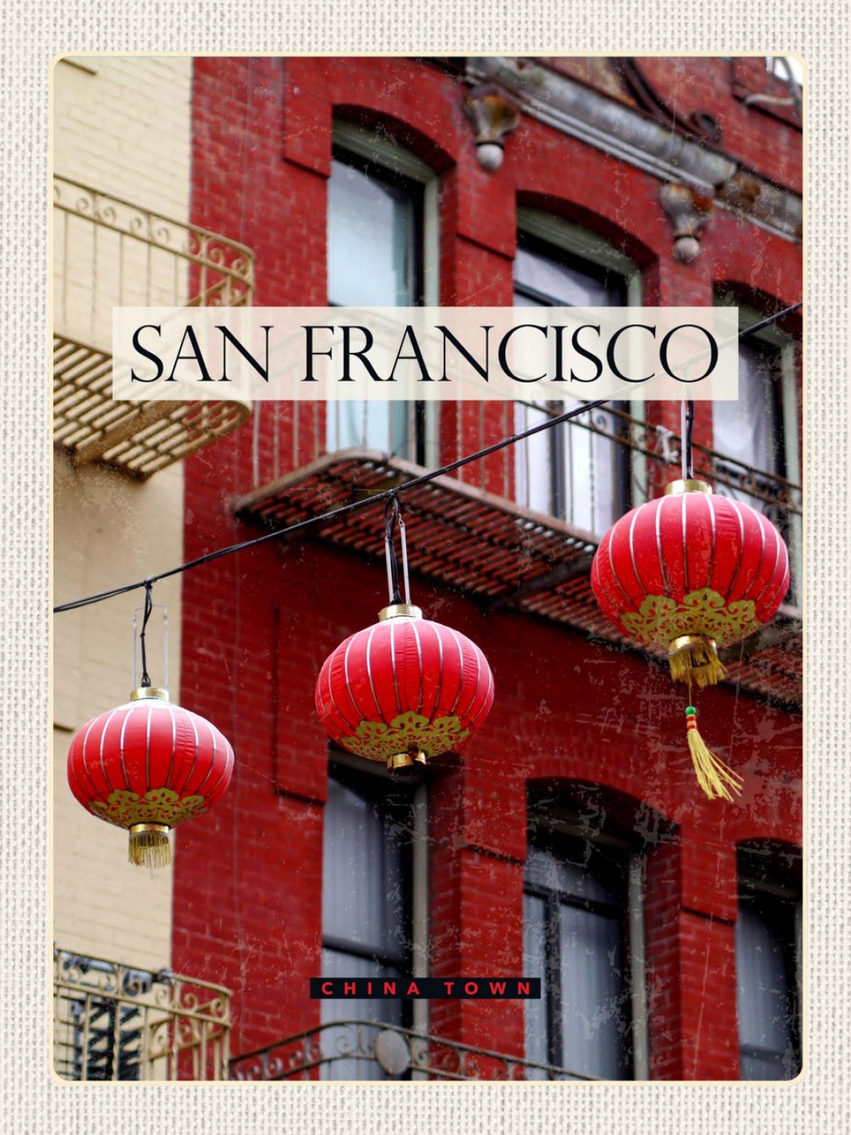 Schild San Francisco Rote Laternen Neues Jahr USA 12x18 20x30 30x40 Blech/Holz