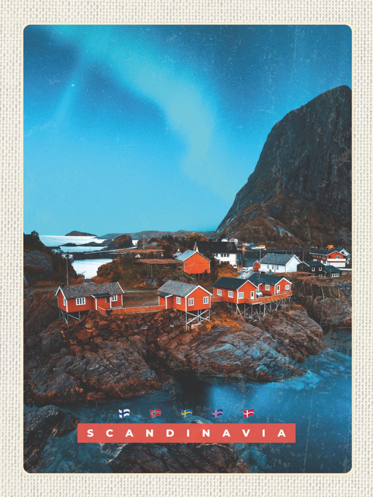 Schild Scandinavia Skandinavien Hamnøy Lofoten NOR 12x18 20x30 30x40 Blech/Holz