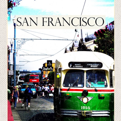 Schild San Francisco Cable Car Straße Seilbahn USA 12x18 20x30 30x40 Blech/Holz