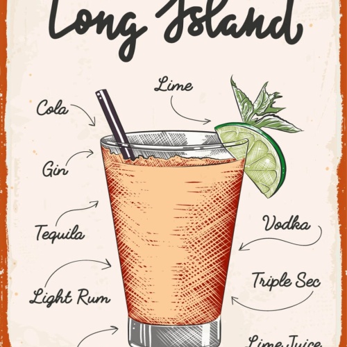 Schild Long Island Rezept Bar Alkohol Drink 12x18 20x30 30x40 Blech/Holz