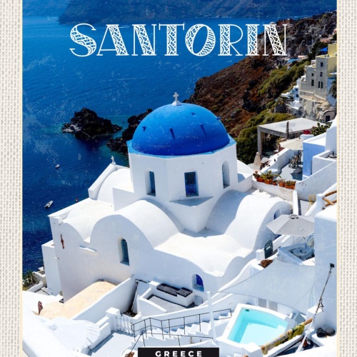 Schild Santorin Greece Griechenland Oia Kirche 12x18 20x30 30x40 Blech/Holz