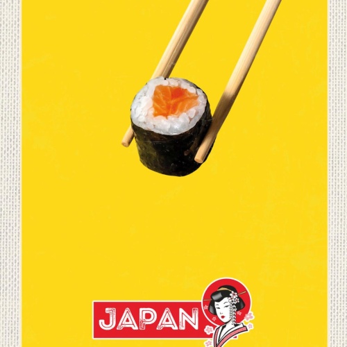 Schild Japan Sushi Fisch Stäbchen Essen Spezialität 12x18 20x30 30x40 Blech/Holz