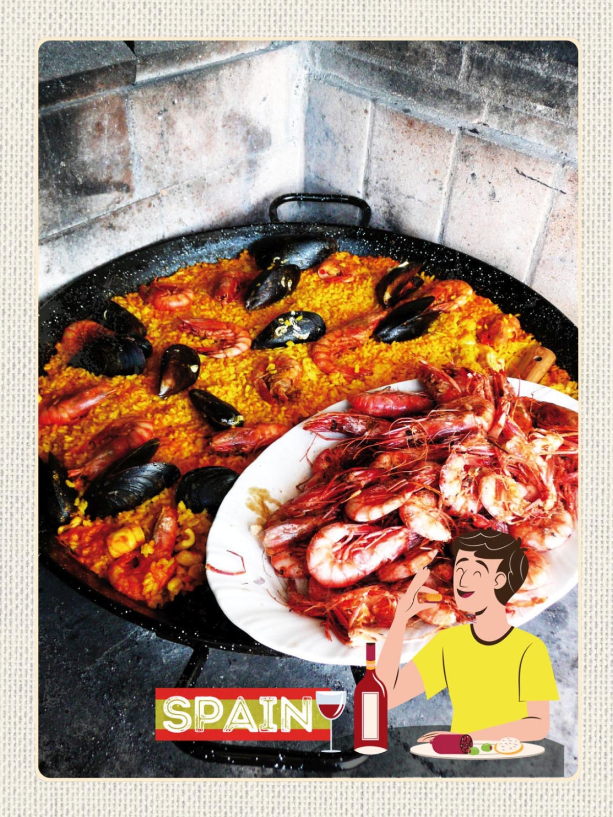 Schild Spain Spanien Paella Fisch Essen Spezialität 12x18 20x30 30x40 Blech/Holz