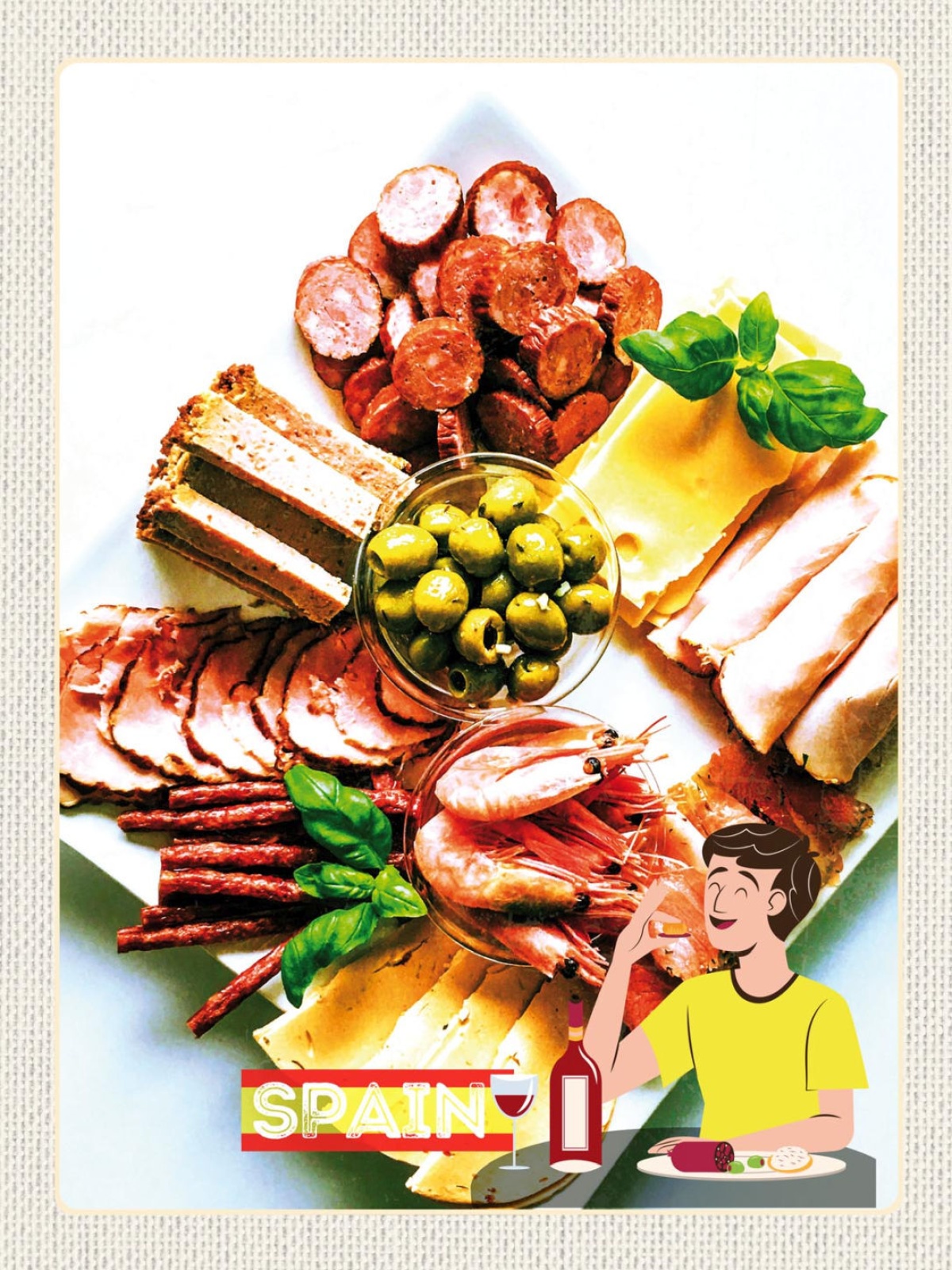 Schild Spain Spanien Fisch Käse Platte Spezialität 12x18 20x30 30x40 Blech/Holz