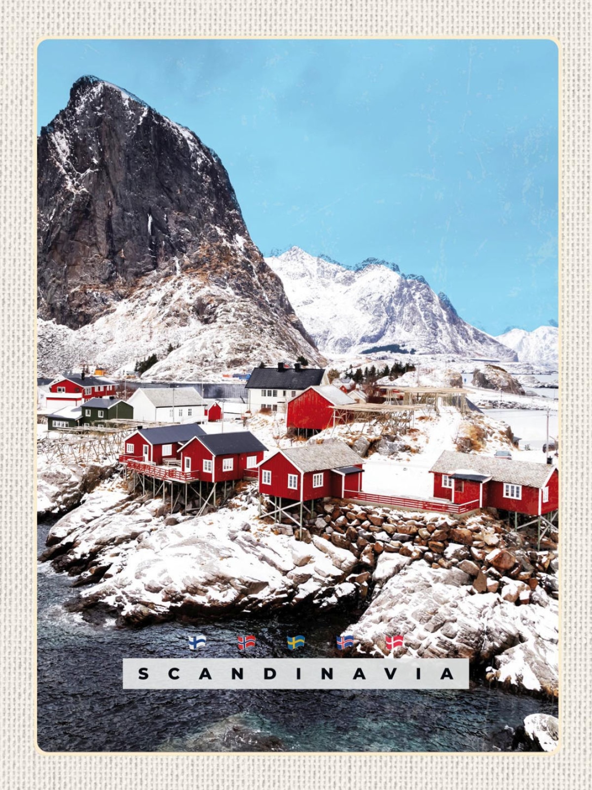 Schild Scandinavia Skandinavien Hamnøy Lofoten NOR 12x18 20x30 30x40 Blech/Holz