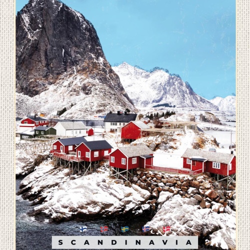 Schild Scandinavia Skandinavien Hamnøy Lofoten NOR 12x18 20x30 30x40 Blech/Holz