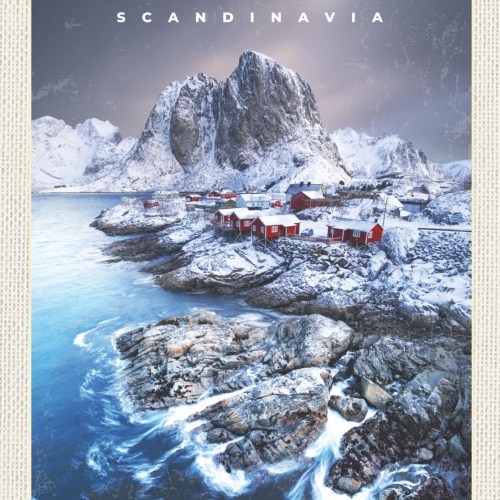 Schild Scandinavia Skandinavien Hamnøy Lofoten NOR 12x18 20x30 30x40 Blech/Holz