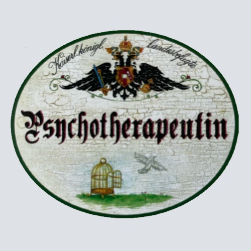 KuK Nostalgie Holzschild Landesbefugte Psychotherapeutin Psychotherapie Schild
