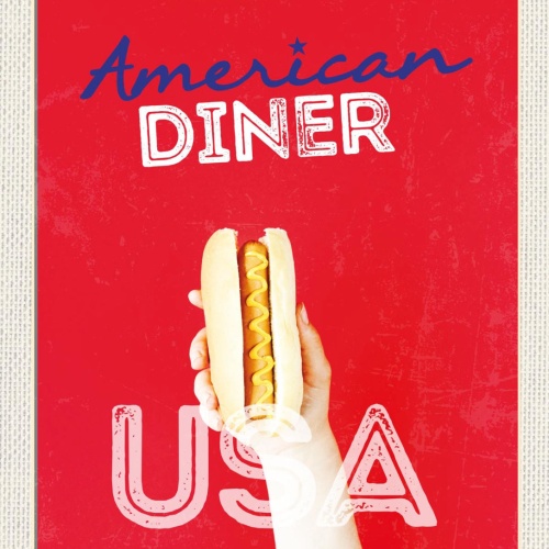 Schild USA American Diner Hot Dog Fast Food Amerika 12x18 20x30 30x40 Blech/Holz