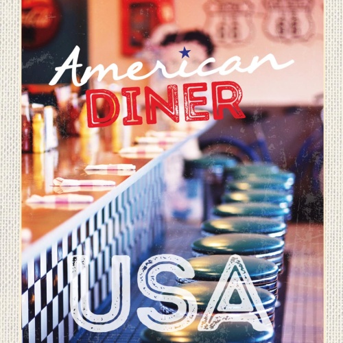 Schild USA American Diner Restaurant Amerika 12x18 20x30 30x40 Blech/Holz