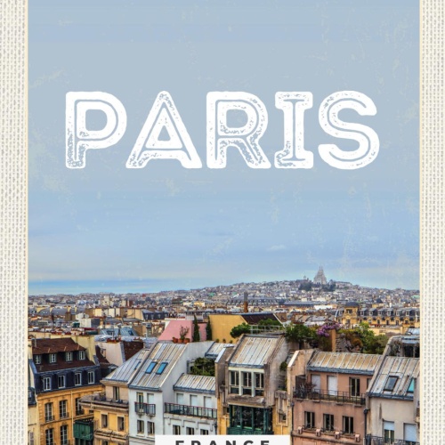 Schild Paris France Frankreich Stadt Ansicht 12x18 20x30 30x40 Blech od. Holz