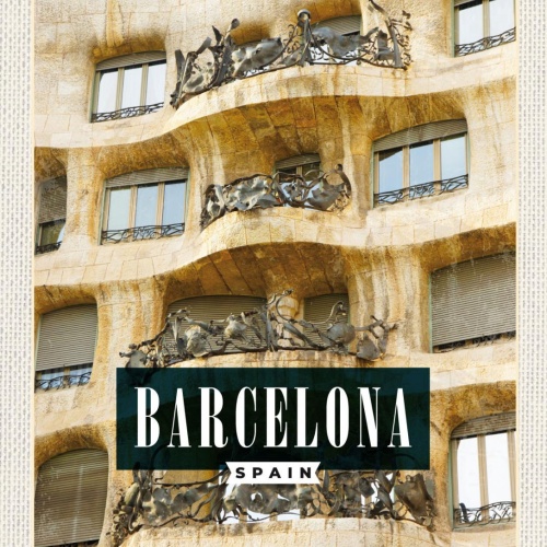 Schild Barcelona Spain Spanien La Pedrera Casa Milà 12x18 20x30 30x40 Blech/Holz