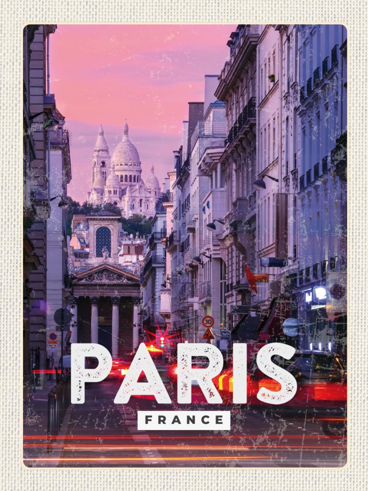 Schild Paris France Frankreich Stadt Nacht 12x18 20x30 30x40 Blech od. Holz