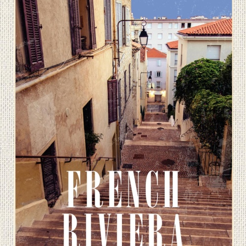 Schild French Rivera Côte d’Azur Frankreich Gasss 12x18 20x30 30x40 Blech/Holz