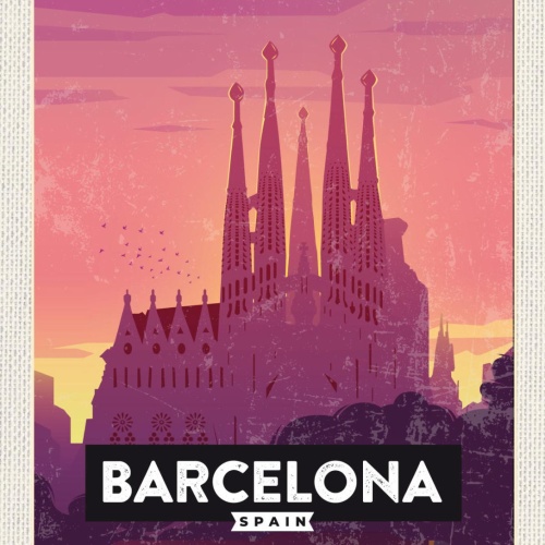 Schild Barcelona Spain Spanien Sagrada Família 12x18 20x30 30x40 Blech/Holz